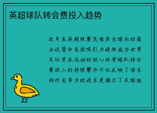 英超球队转会费投入趋势